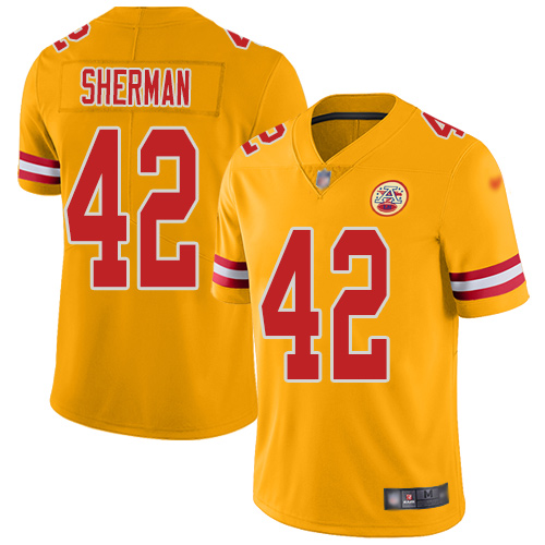 Men Kansas City Chiefs 42 Sherman Anthony Limited Gold Inverted Legend Nike NFL Jersey